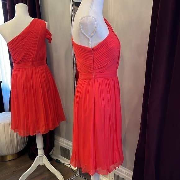 JCrew Cara Silk Chiffon Melon One Shoulder Dress Size 4 - Picture 7 of 12
